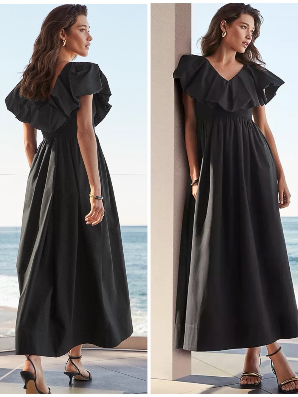 Ann Taylor ~ Ruffle Collar Maxi Flare Dress
